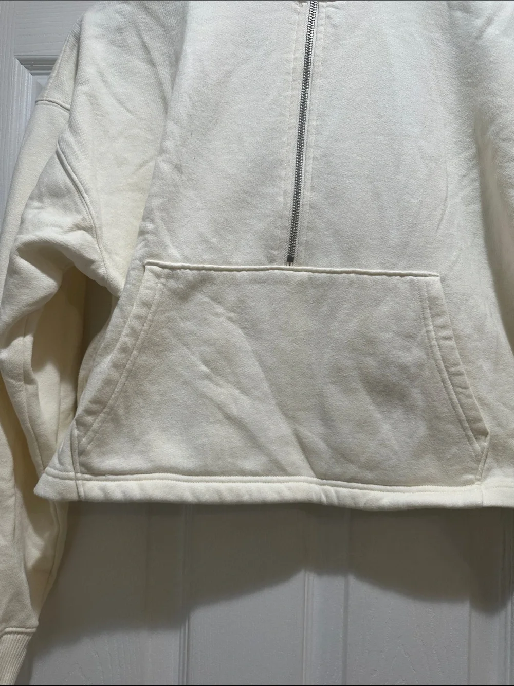 PINK Victoria's Secret Cream Half-Zip Crop Sweatshirt